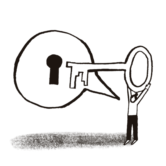 Person with large key