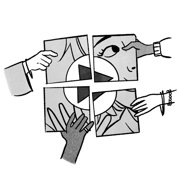 Piecing together a video with a play button