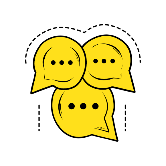 what's the difference - Three yellow speech bubbles