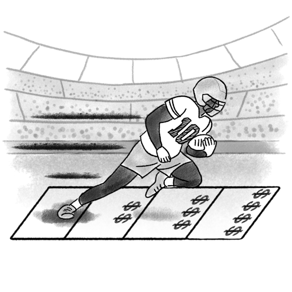 Football Player running down field