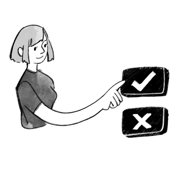 woman touching a checkbox