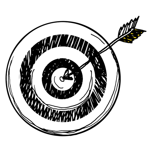 Arrow hitting a bullseye