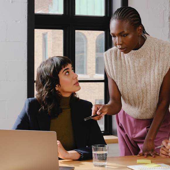 Co-workers collaborating on a project