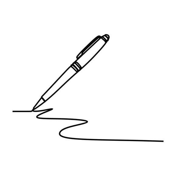 writing your terms of service - illustration of a ballpoint pen making a flowing signature mark