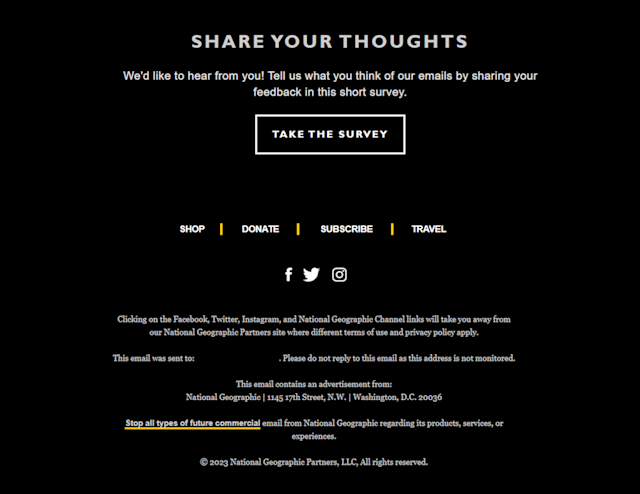 National Geographic email footer