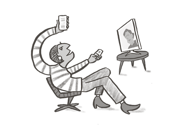 Watching tv while using phone