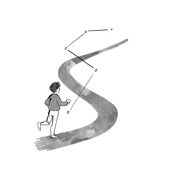 Person running down a path