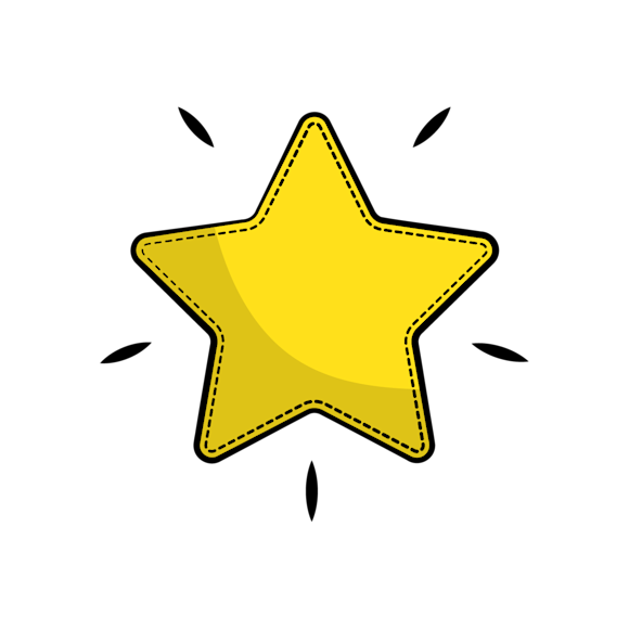 strong brand promise - A bright yellow star icon with black dotted outlines and small radiating lines around its points, illustrated in a cartoon style