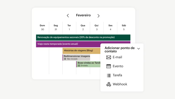 Visualização de calendário do gerenciador de campanha do Mailchimp