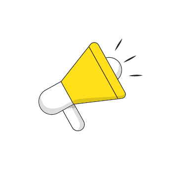 what is an advertorial - Yellow and white megaphone icon with simple line drawing style