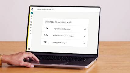 A laptop showing predictive segmentation and the likelihood to purchase again