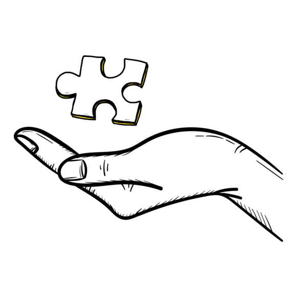 Graphic of a hand holding a puzzle piece