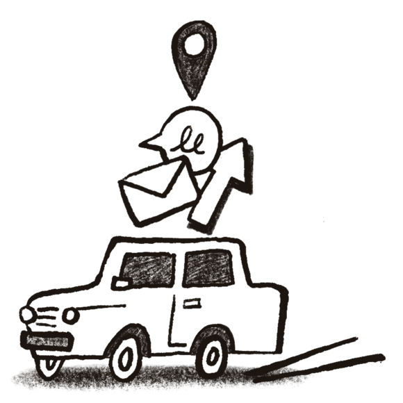 Car with icons above