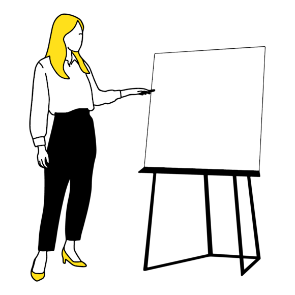 business woman educating customers