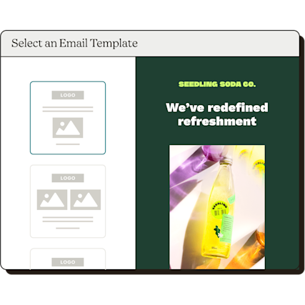 Selecting an email template.