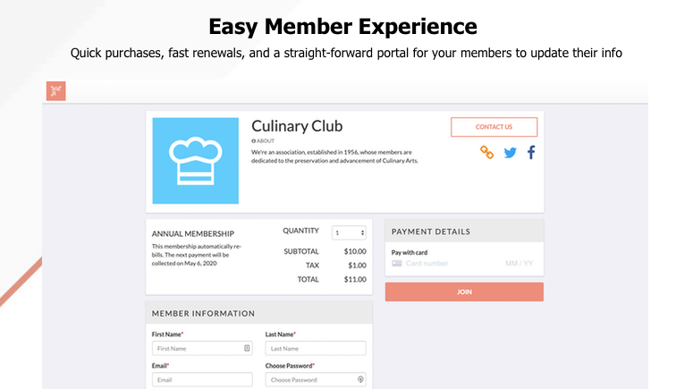 Image of purchase options  with text Easy Member experience