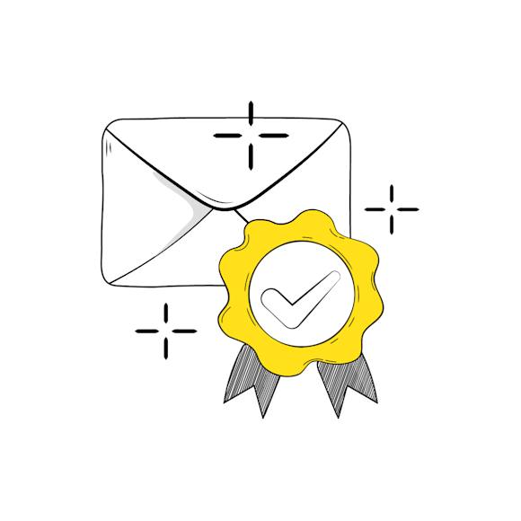 Email with a blue ribbon on it