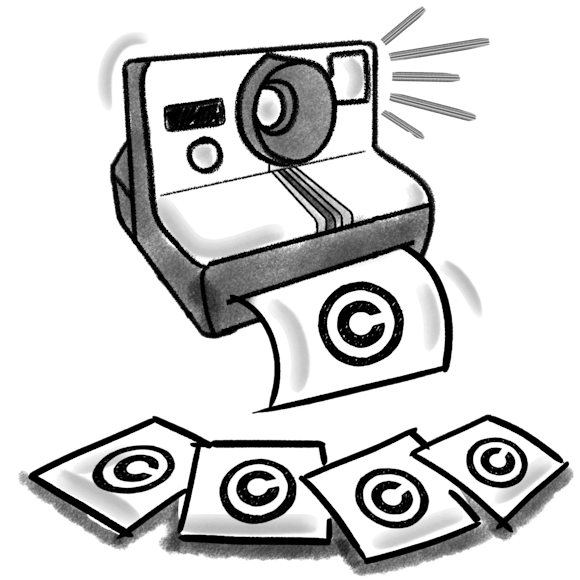Polaroid printing copyright logos