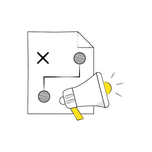 A megaphone and a map