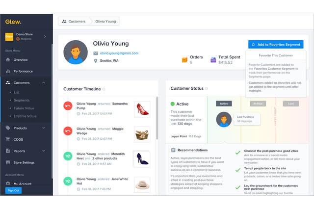 Glew helps you generate more revenue, cultivate loyal customers and optimize product strategy.