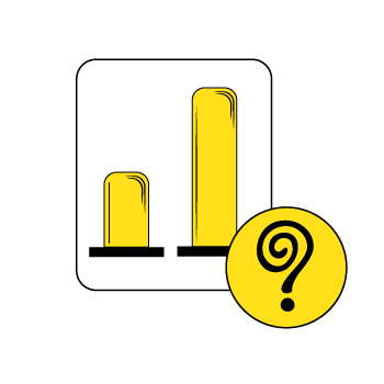 SMART goal data - illustration of a bar graph chart with a question mark on the side
