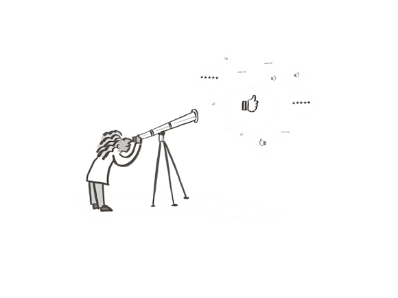 Person with telescope
