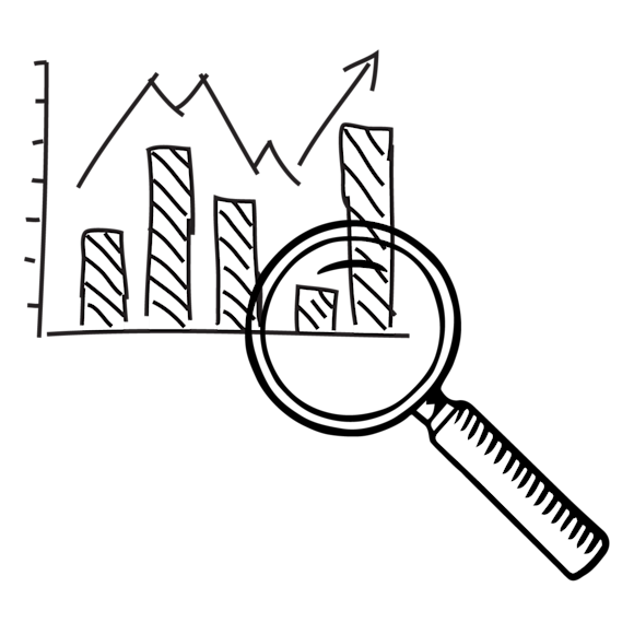 magnifying glass analyzing data