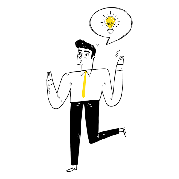 human with light bulb thought