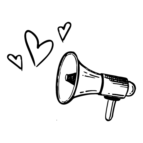 megaphone with hearts