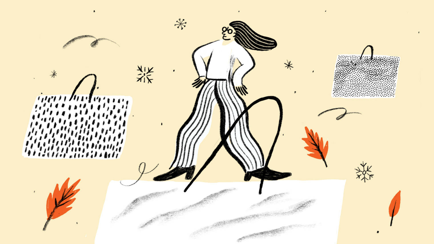 Illustration of woman and shopping bags