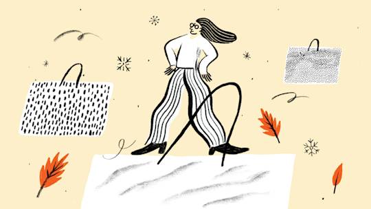 Illustration of woman and shopping bags