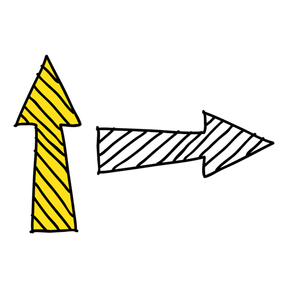 Illustration of arrows pointing up and to the right 
