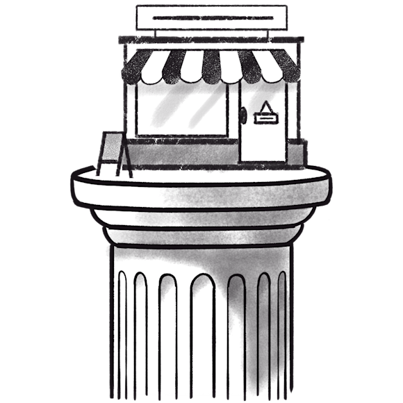 Column with small business on top