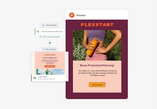 Beispiel für die generativen KI-Tools von Mailchimp zur Erstellung von E-Mail-Inhalten, einschließlich einer vollständig generierten E-Mail und Textvorschlägen.