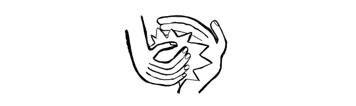 A drawing of two hands giving each other a high five.