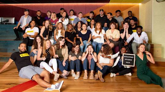 Mailchimp's 2019 summer interns pose for a funny picture.