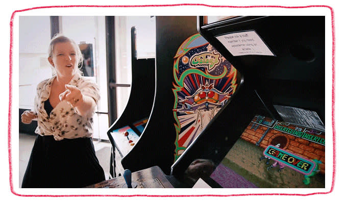 Kasia beating a game and saying, "In your face!"