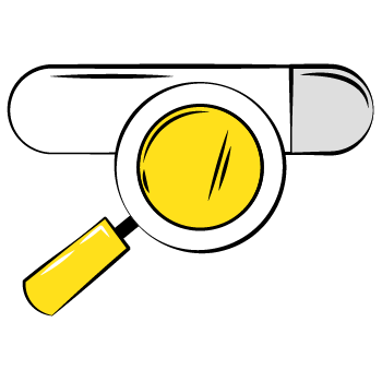 404 error - illustration of a magnifying glass over a search bar