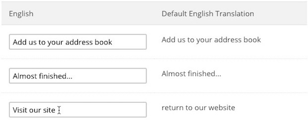 Cursor types "visit our site" to replace default text.