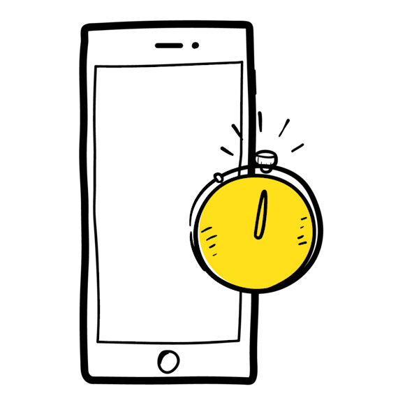 A phone with a timer graphic