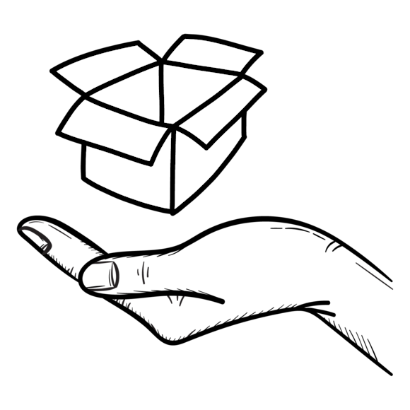 Hand holding an open box to demonstrate drop servicing 