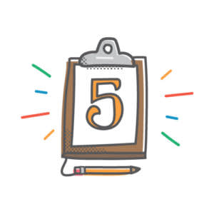 large number 5 on a clipboard