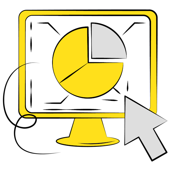 Computer screen with pie chart