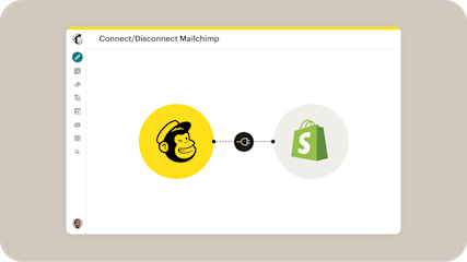 Intuit Mailchimp integration dashboard where marketers can connect or disconnect Mailchimp to Shopify.
