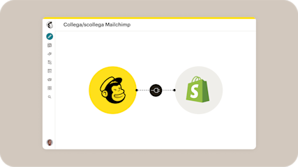 Dashboard di integrazione di Intuit Mailchimp in cui gli operatori di marketing possono collegare o disconnettere Mailchimp da Shopify.