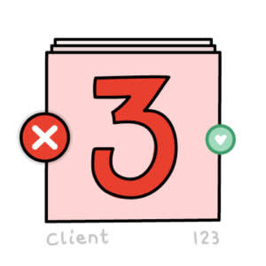 Calendar page showing number 3 in red with a red X mark on left and green checkmark on right