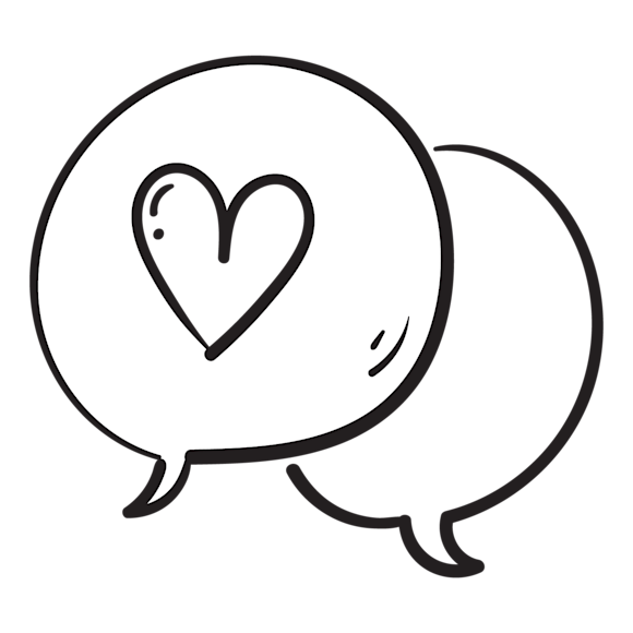 Heart illustration inside of chat bubbles