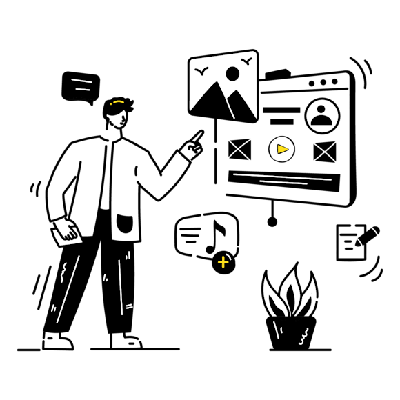 person looking at multiple pieces of content