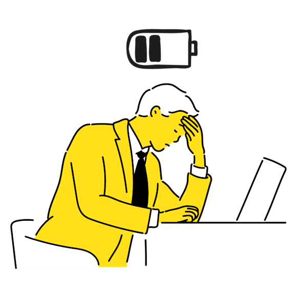 Graphic of a man sitting at his desk looking stressed