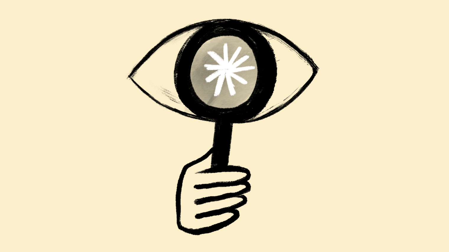 An eye looking through a magnifying glass